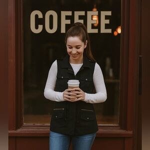 Love Tree Black Vest Lightweight Casual